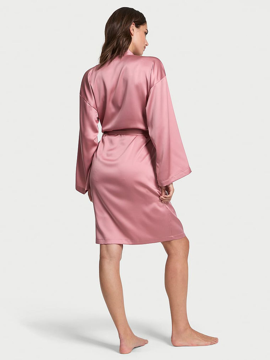 vs Victoria's Secret Satin Midi Robe Dusk Mauve 2 of 3 