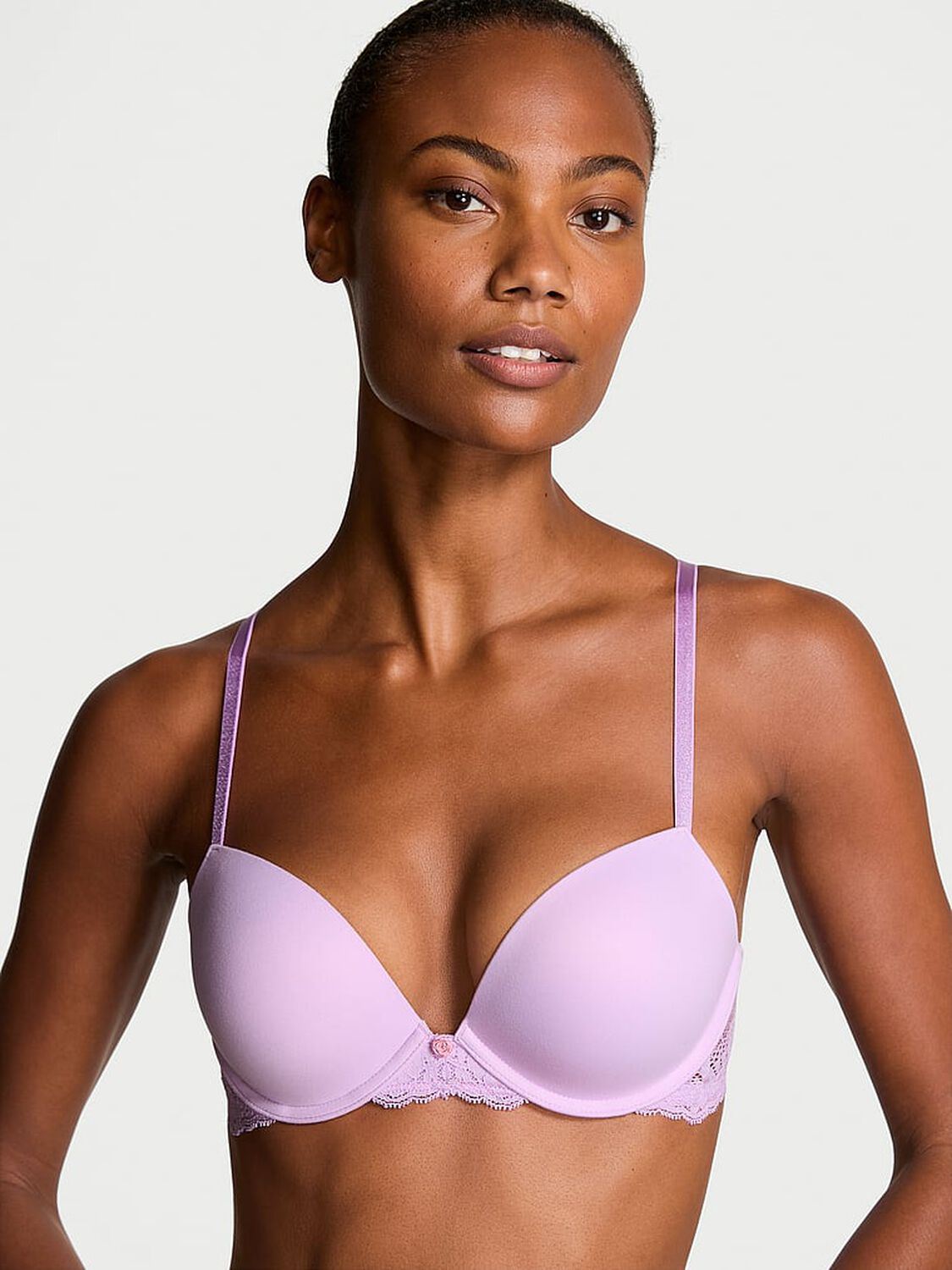 vs Dream Angels Smooth & Lace Push-Up Bra Silky Lilac 1 of 4 