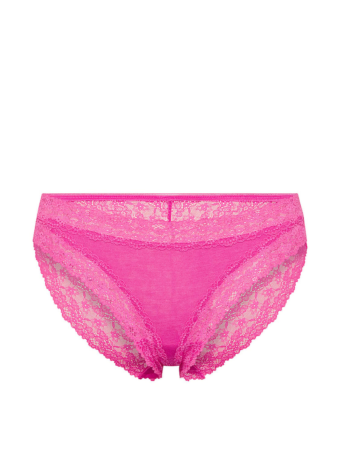 vs Lace Trim Cotton Lace-Trim Bikini Panty Flower Pink 3 of 3 