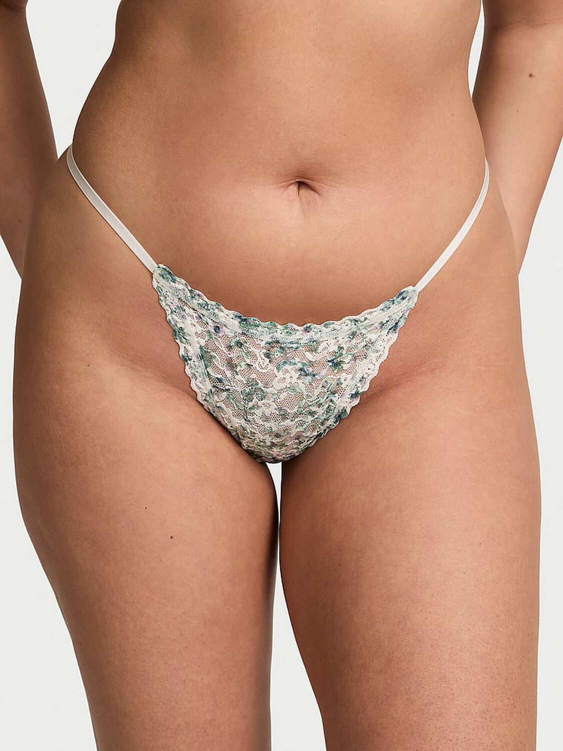 vs The Lacie Blossom Lace String Thong Panty White Summer Floral 1 of 3 