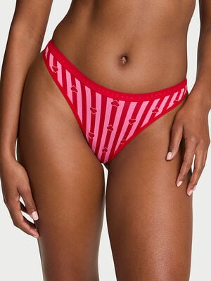 Stretch Cotton High-Leg Scoop Thong Panty