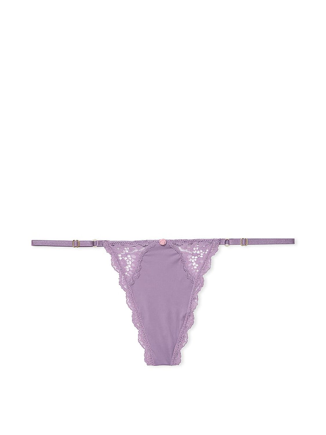vs Dream Angels Lace-Trim Adjustable V-String Panty Frozen Plum 3 of 4 