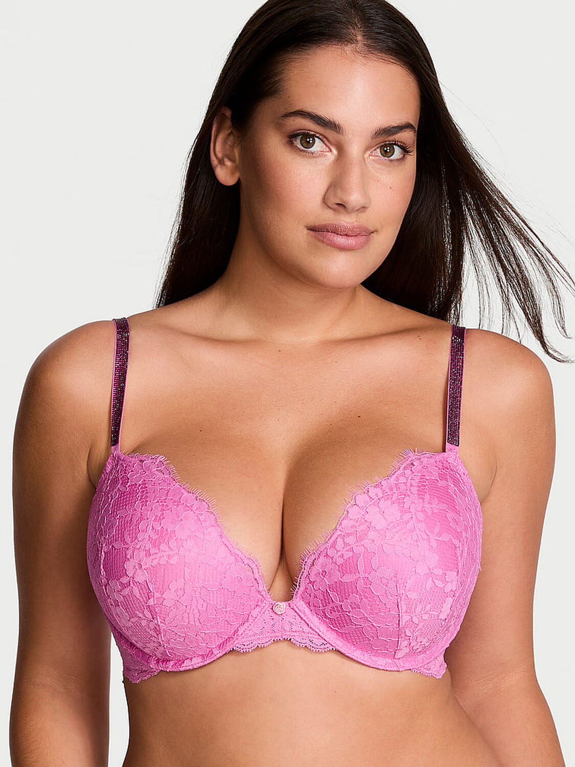 vs Dream Angels Twinkle Strap Lace Push-Up Bra New Peony 1 of 4 