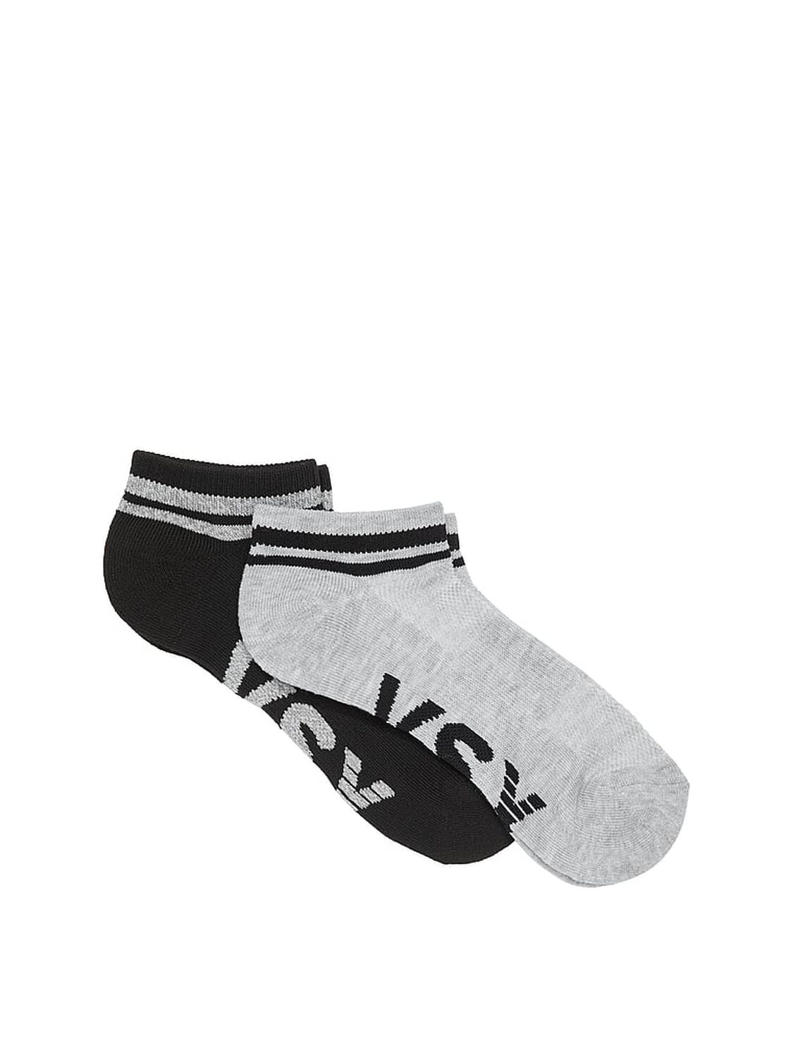vs Victoria's Secret VSX 2-Pack Ankle Socks Heather Grey + Black 1 of 2 