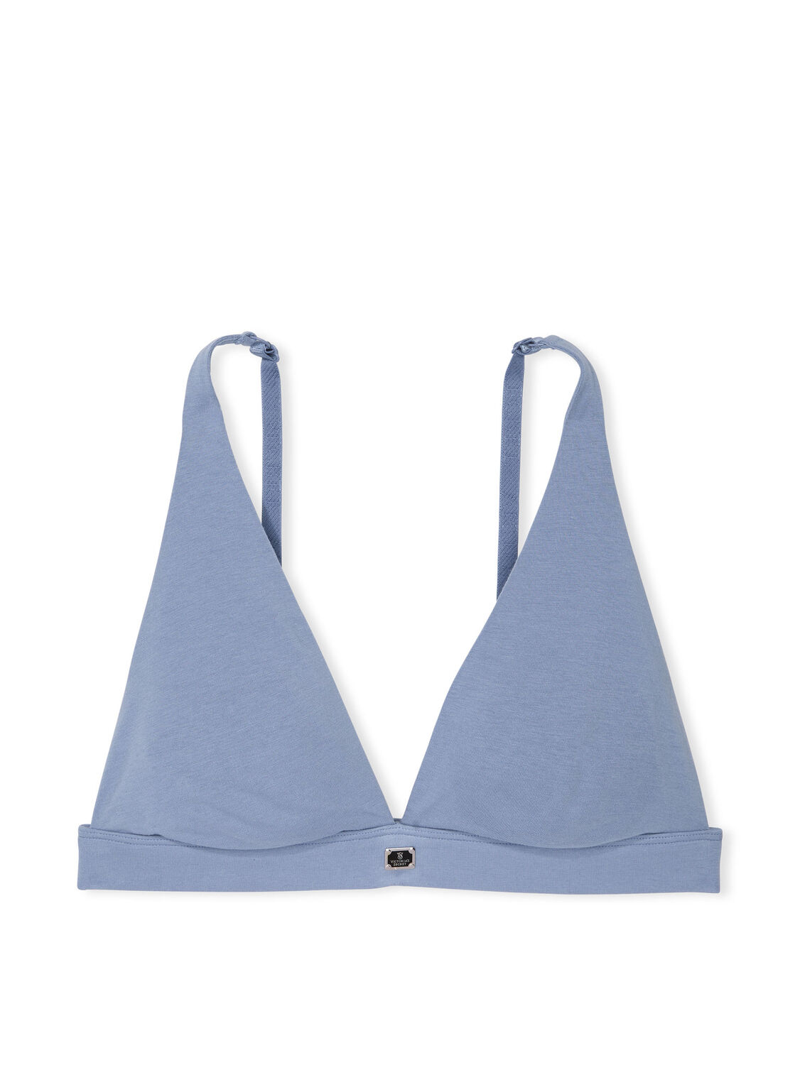 vs The T-Shirt Cotton Logo Hardware Wireless Plunge Bralette Smokey Blue 3 of 3 