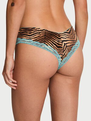 Tease Satin Lace-Trim Cheeky Panty