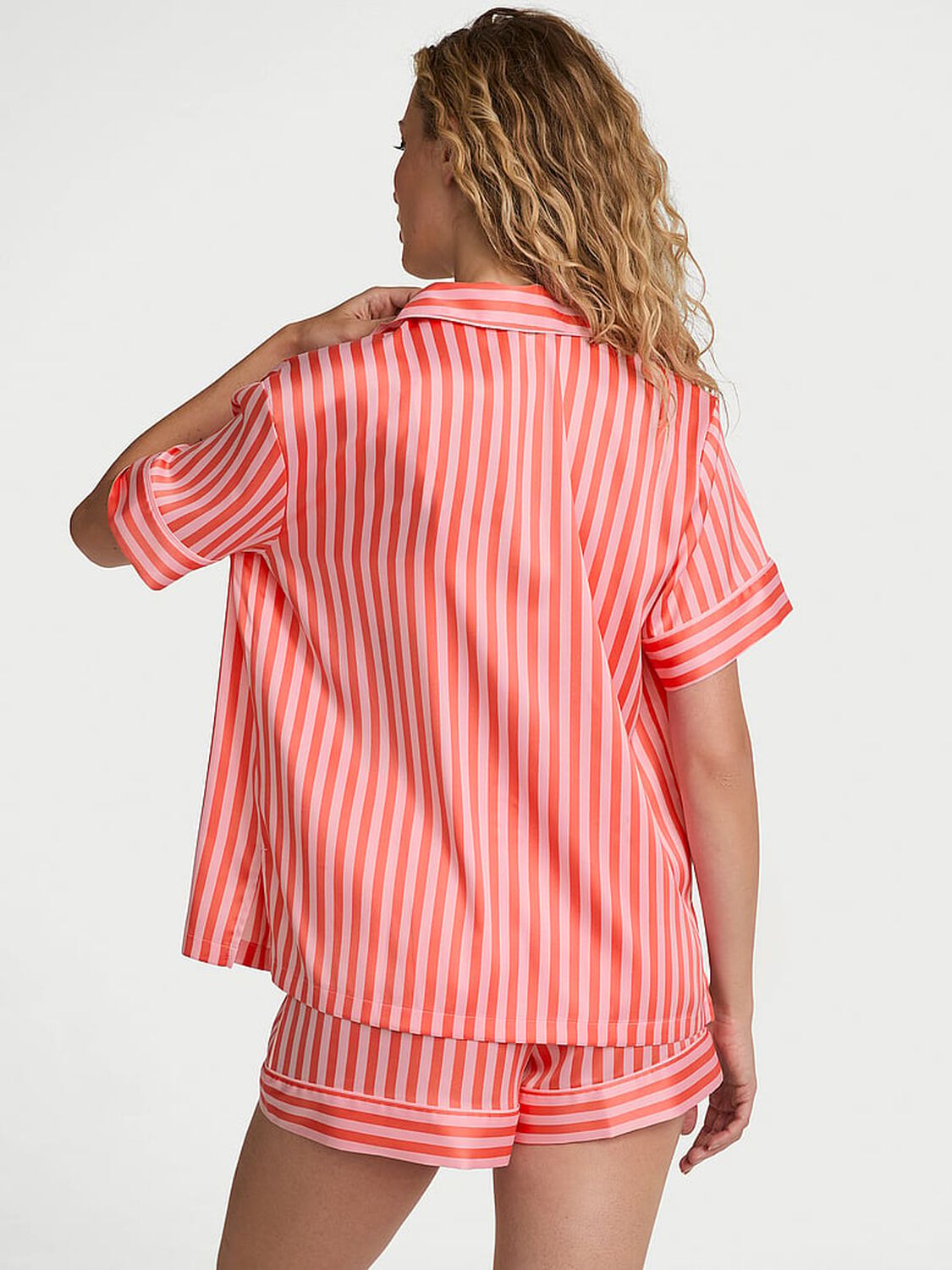 vs Victoria's Secret Glazed Satin Short Pajama Set Pretty Blossom Stripes 2 of 3 