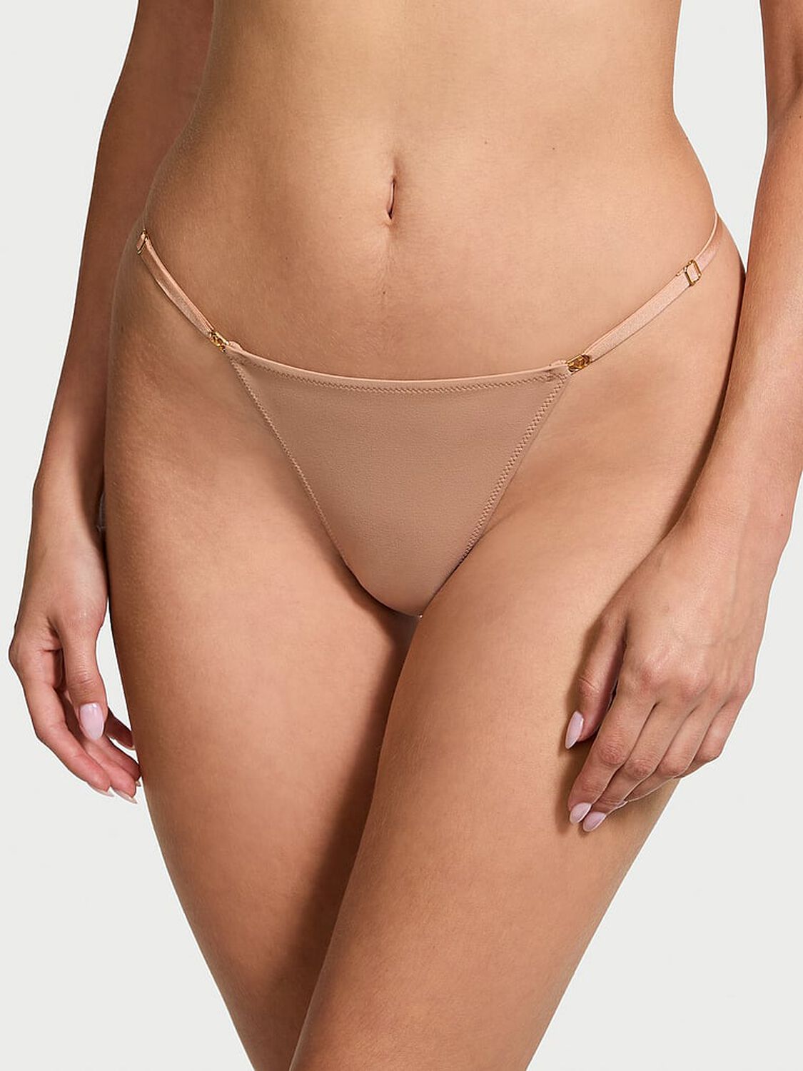 vs Dream Angels Smooth Adjustable Thong Panty Praline 1 of 4 