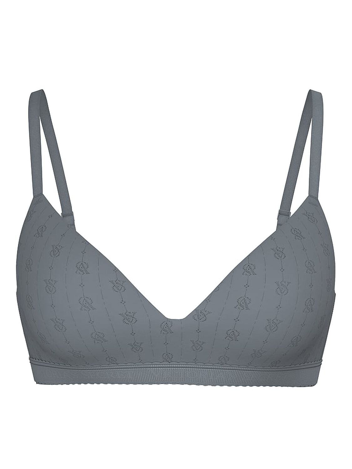 vs The T-Shirt Pointelle Logo Lightly Lined Wireless Bra Dark Steel 1 of 4 