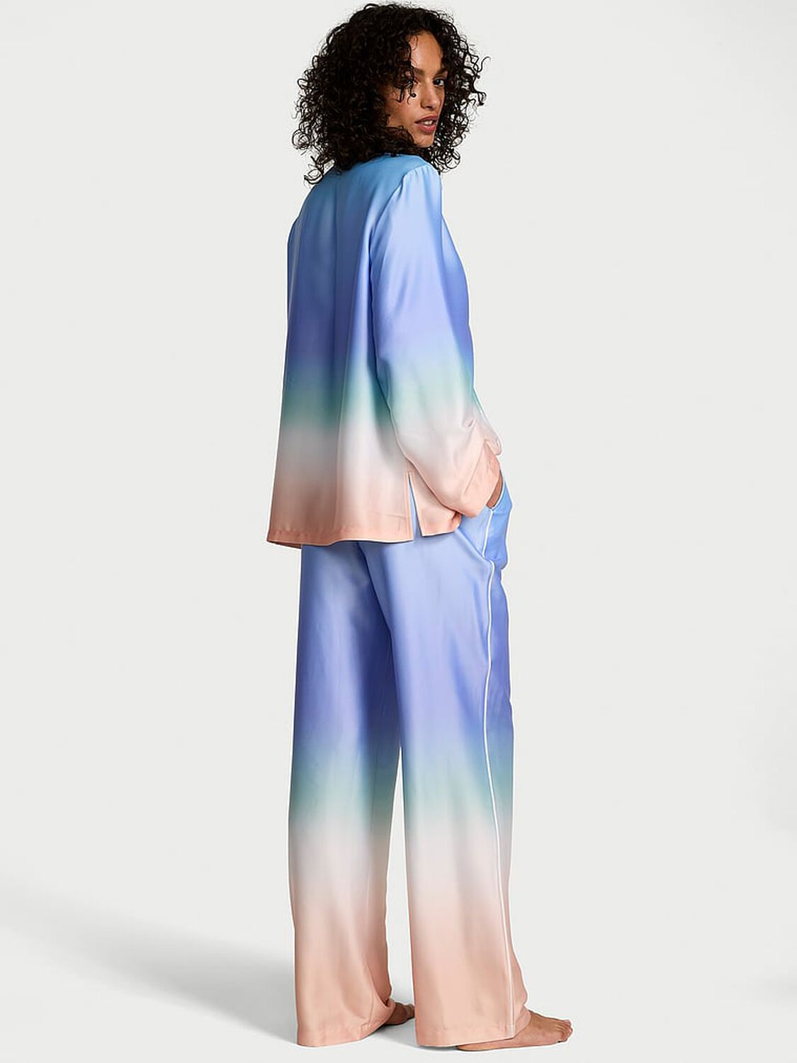 vs Victoria's Secret Glazed Satin Ombr� Long Pajama Set Print 1 of 4 