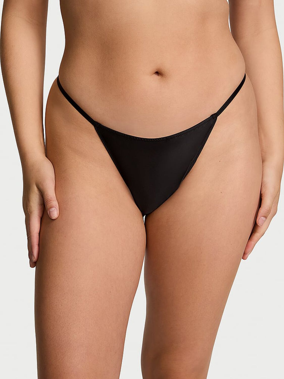 vs Dream Angels Satin Pom Pom V-String Panty 1 of 4 