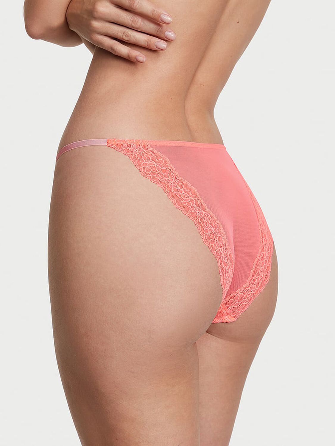 vs Dream Angels Lace & Mesh String Bikini Panty Neon Nectar 2 of 4 
