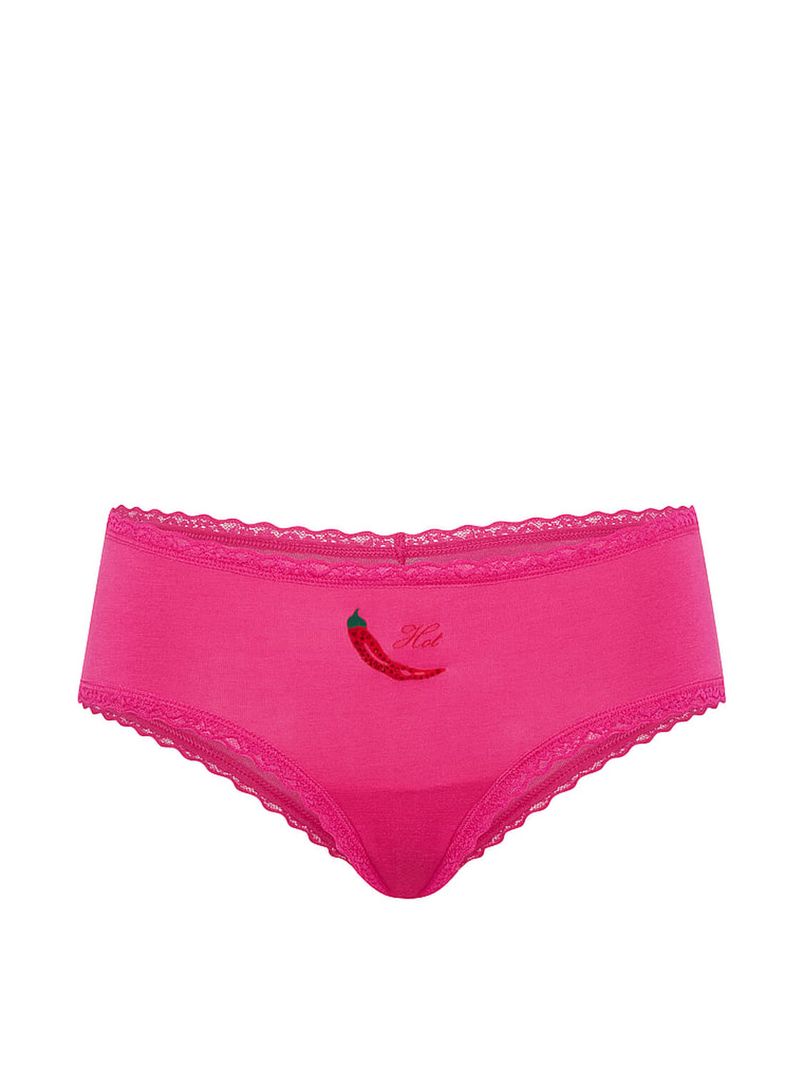vs Lace Trim Cotton Lace-Waist Cheeky Panty Enchanted Pink 3 of 3 