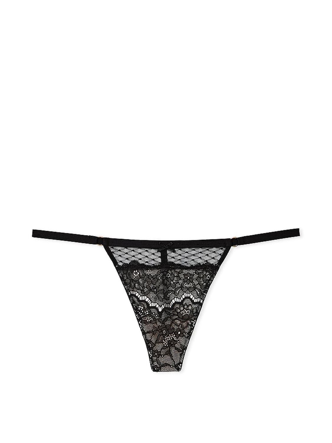 vs Dream Angels Lace & Mesh V-String Panty Black & Purest Pink 3 of 4 
