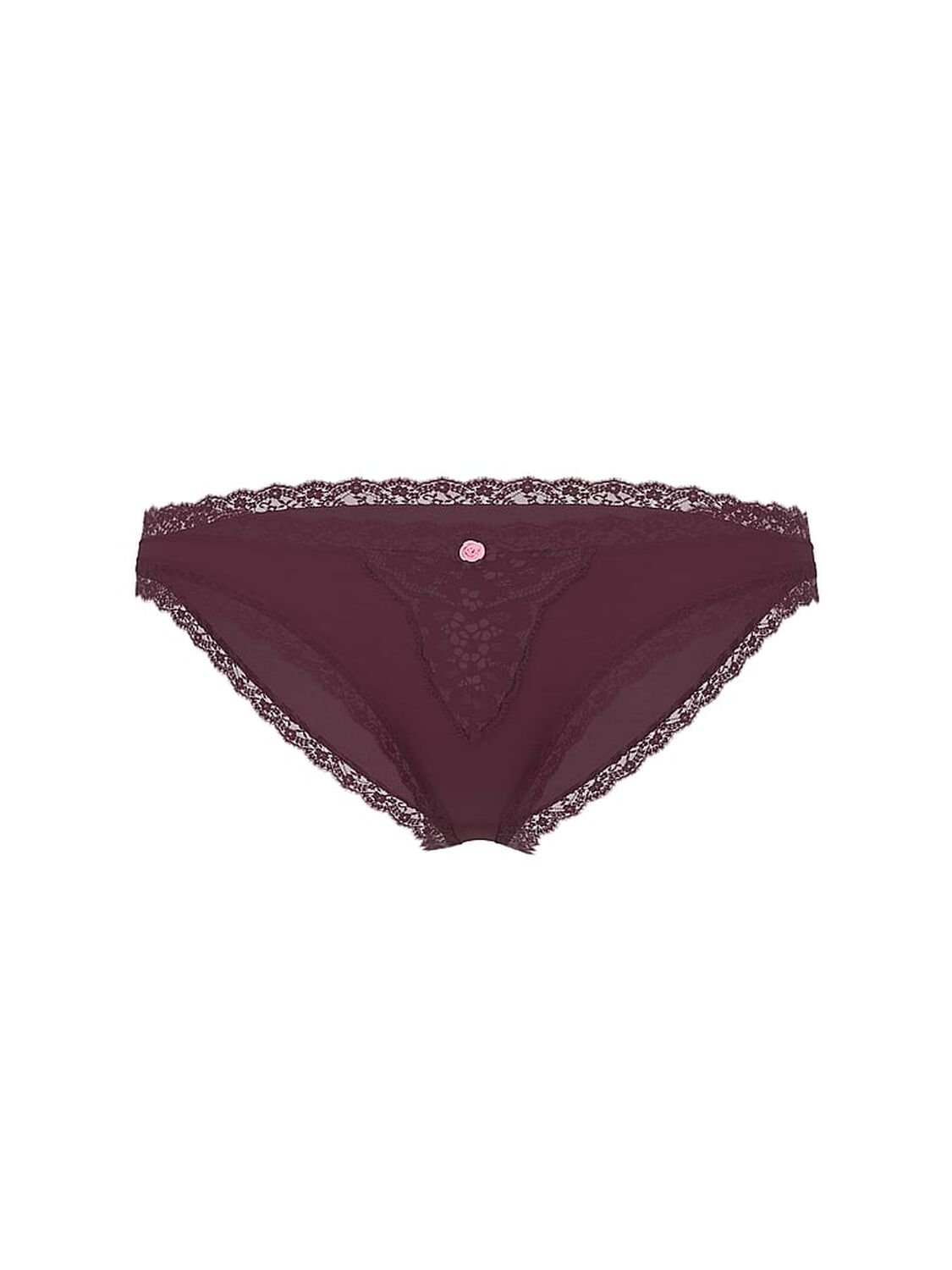 vs Dream Angels Lace-Trim Bikini Panty Winter Wine 1 of 2 