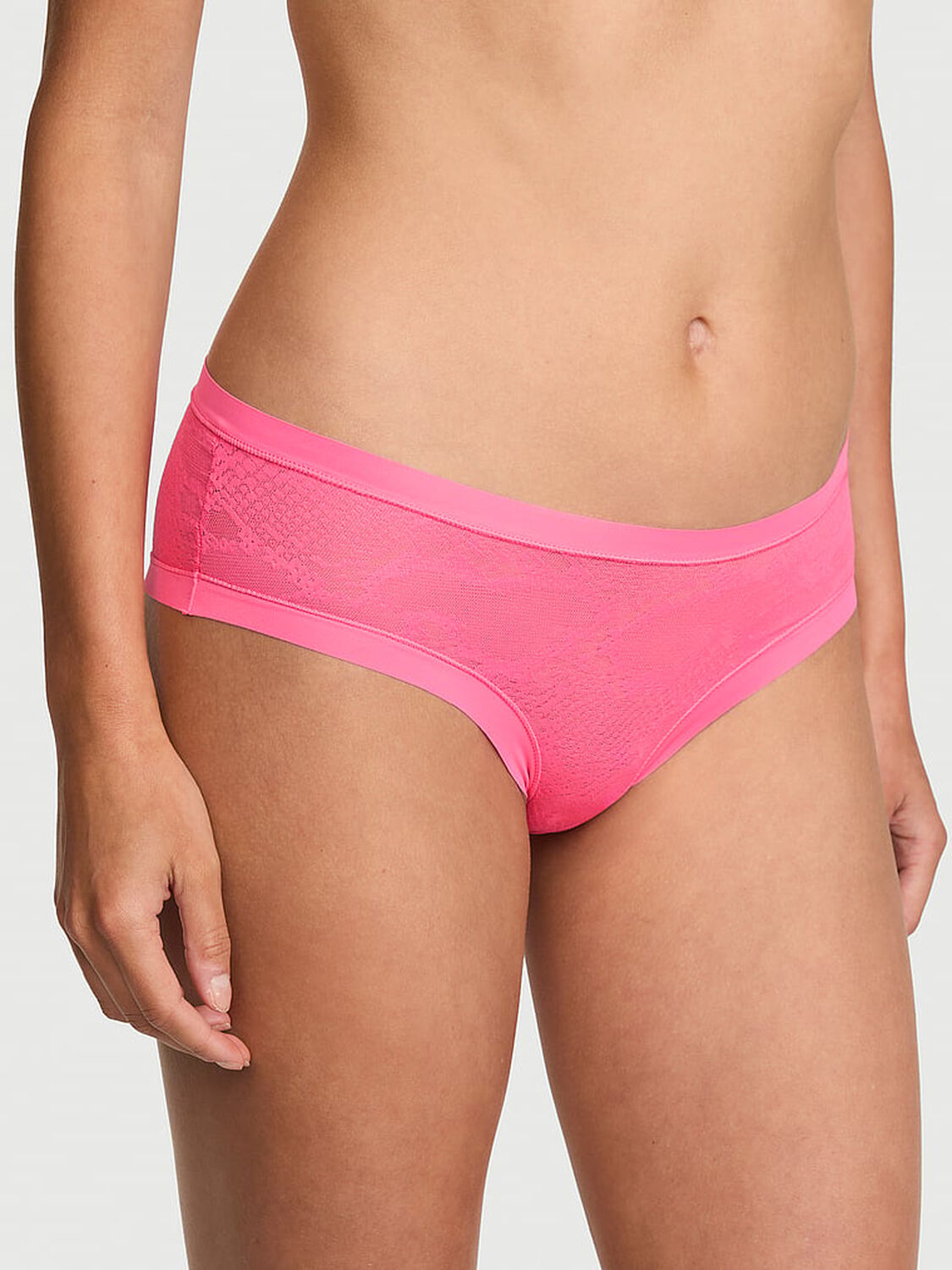 vs No-Show No-Show Snake Mesh Cheeky Panty Bombshell Pink 1 of 3 