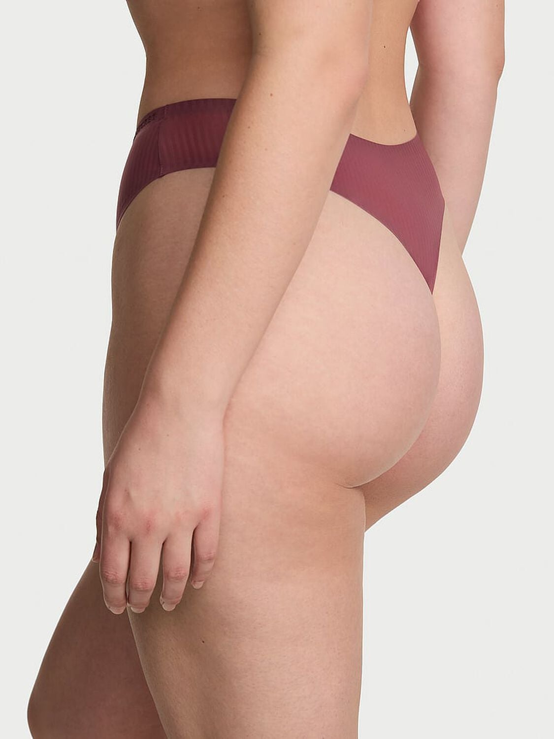 vs Body By Victoria Body by Victoria Flex Shadow Stripe Mid-Rise Thong Panty Morning Rose 2 of 3 