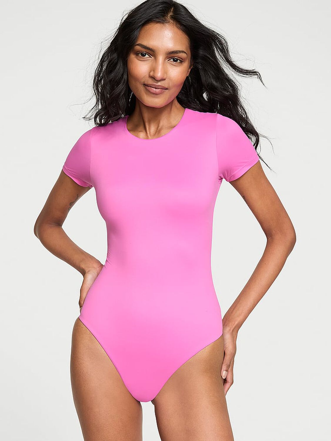 vs Victoria's Secret BODYWEAR by Victoria with FeatherSoft™ Innovation Short-Sleeve Bodysuit 1 of 3 