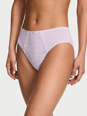 Stretch Cotton Eyelet High-Leg Brief Panty