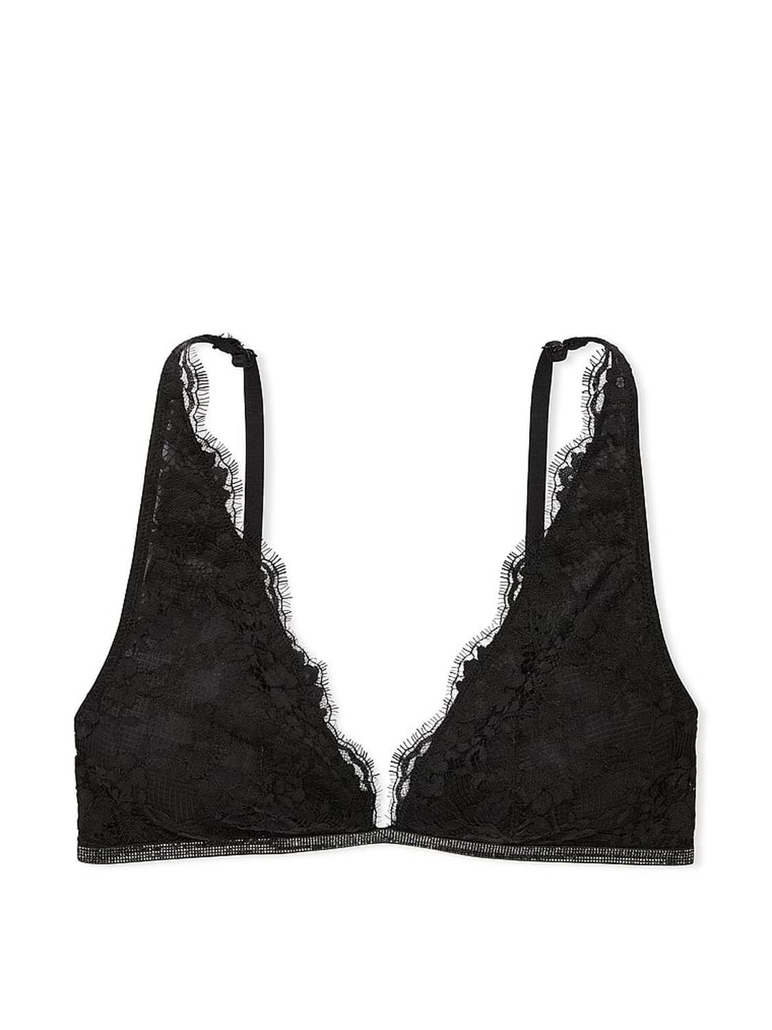 vs Dream Angels Twinkle Lace Triangle Bra Black 2 of 4 