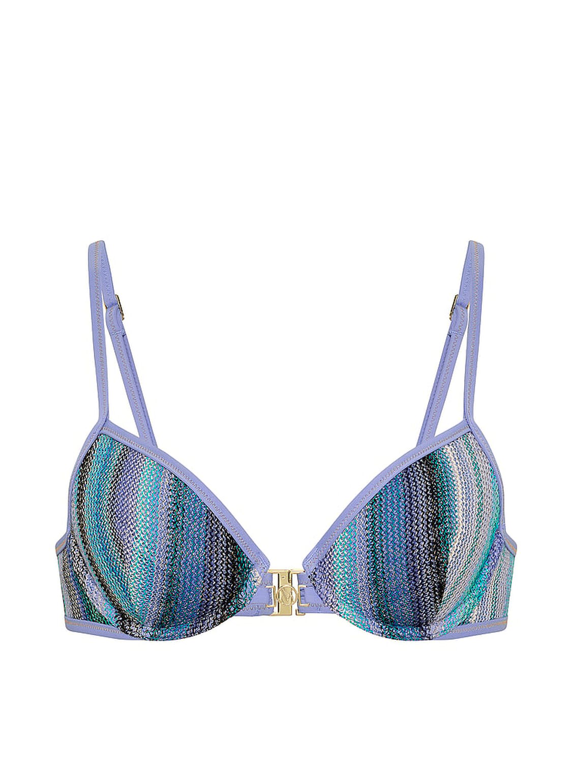 vs Victoria's Secret Swim Shimmer Stripe Knit Balconette Bikini Top Periwinkle Shimmer Stripes 3 of 4 