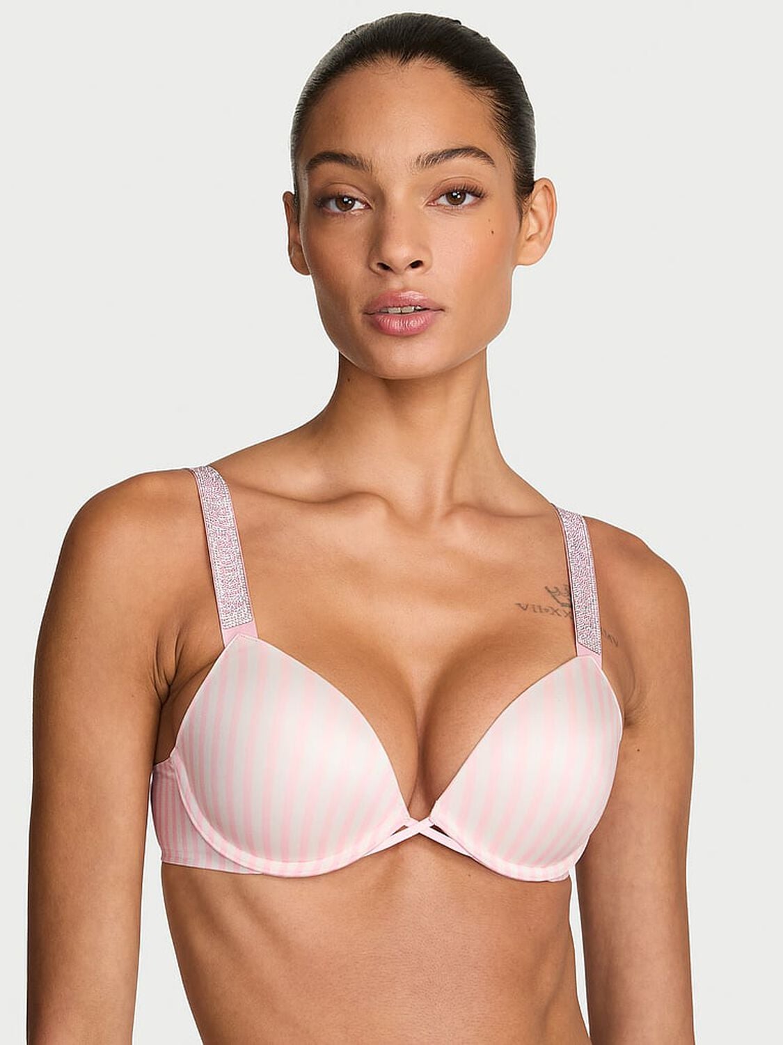 vs Very Sexy Logo Shine Strap Push-Up Bra Glam Icon Stripe 1 of 3 