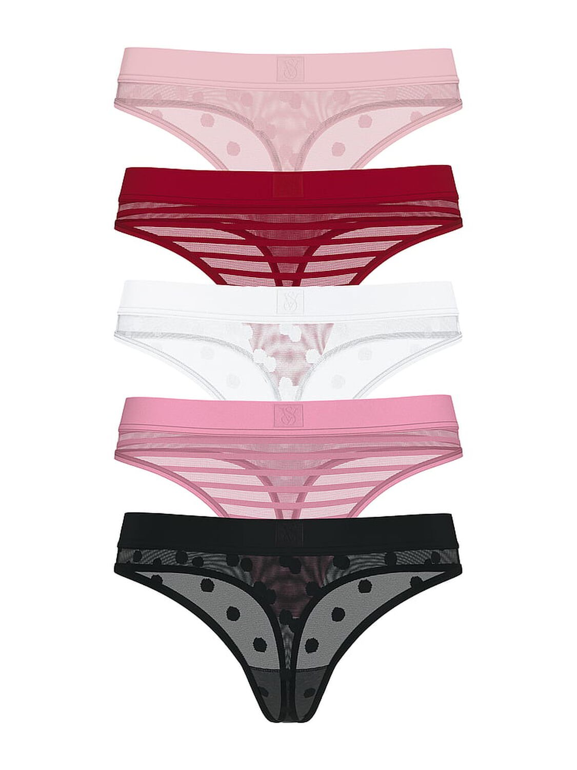 vs Victoria's Secret 5-Pack Sheer Heritage Thong Panties Multi 1 of 2 