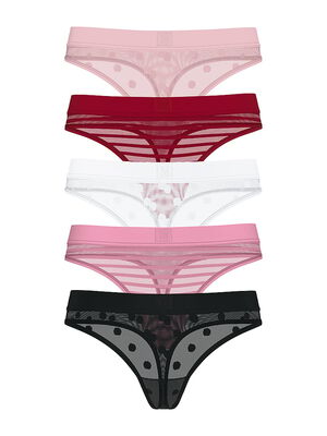 5-Pack Sheer Heritage Thong Panties