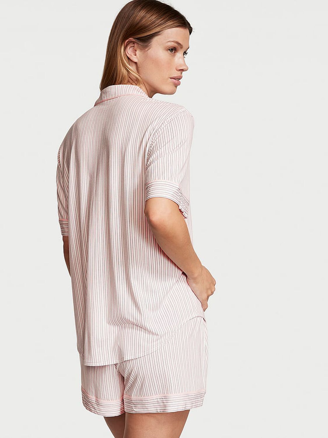 vs Victoria's Secret Modal Short Pajama Set Purest Pink Stripes 2 of 4 