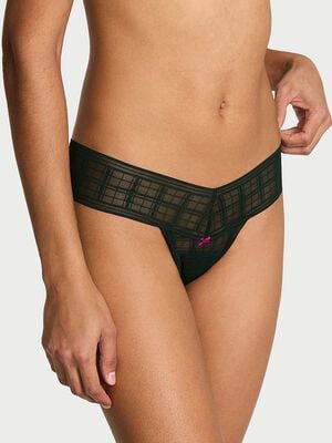 Plaid Lace Thong Panty