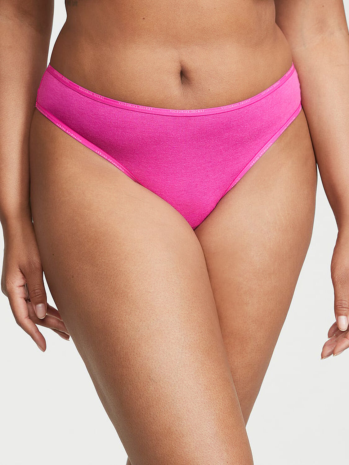 vs Cotton Logo Trim Cotton Thong Panty 1 of 4 