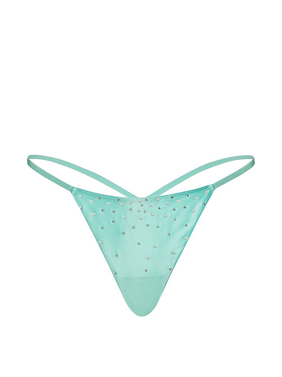 vs Dream Angels Satin Pearl-Embellished V-String Panty Canal Blue 3 of 3 