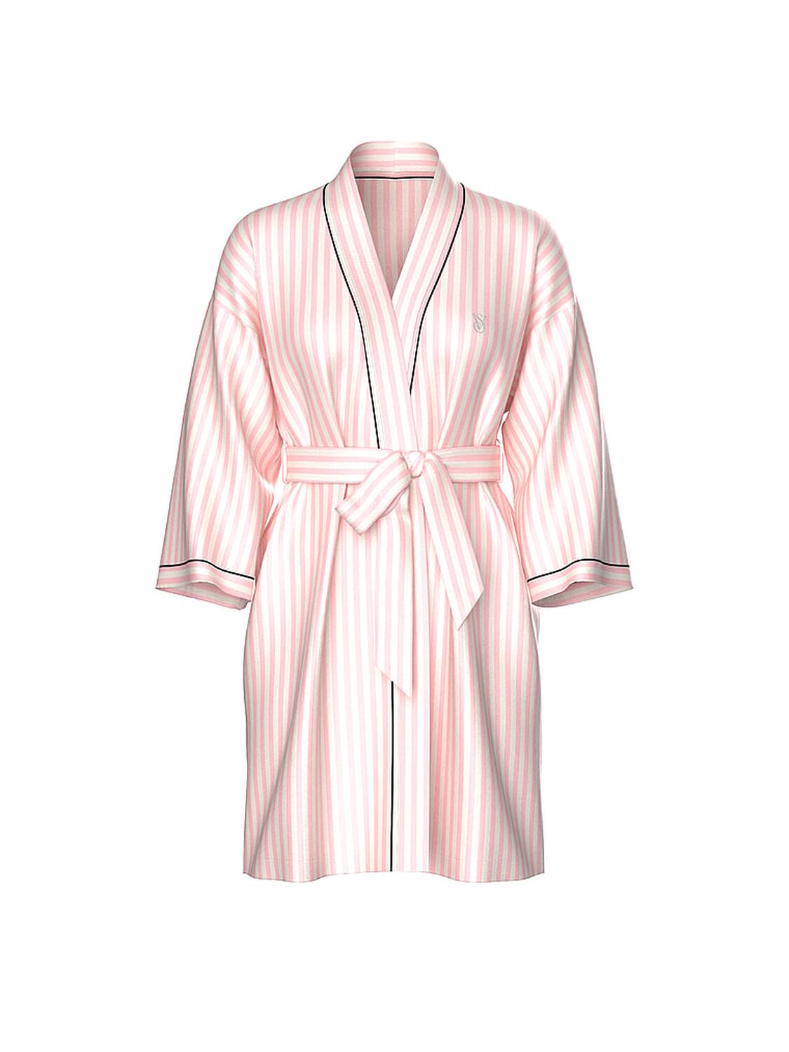 vs Victoria's Secret Signature Satin Short Piped Robe Iconic Stripe Dubai 3 of 3 