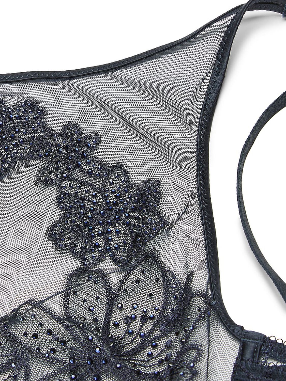 vs Very Sexy Ziggy Noir Embroidery High-Neck Unlined Bra Top Dark Twilight 2 of 2 
