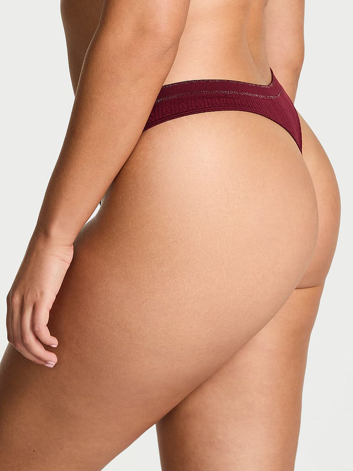 vs Seamless Seamless Cable-Knit Thong Panty Sangria Red 2 of 2 