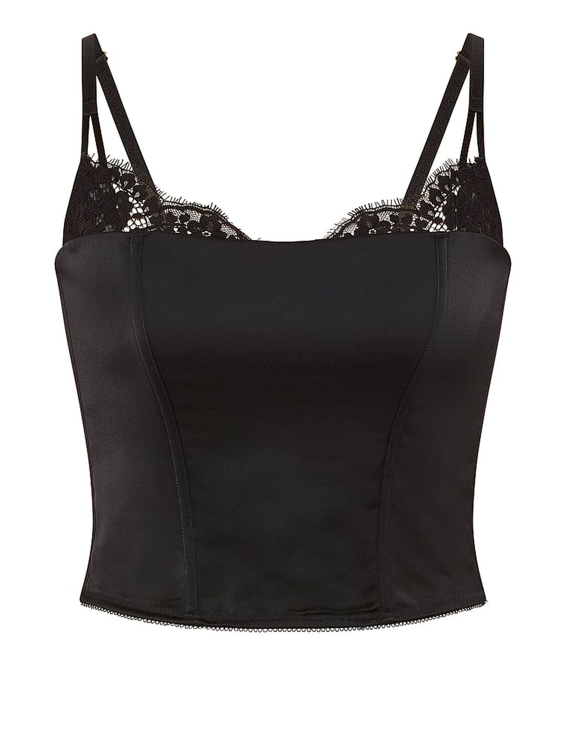 vs Dream Angels Satin Lace-Trim Corset Top Black 3 of 3 
