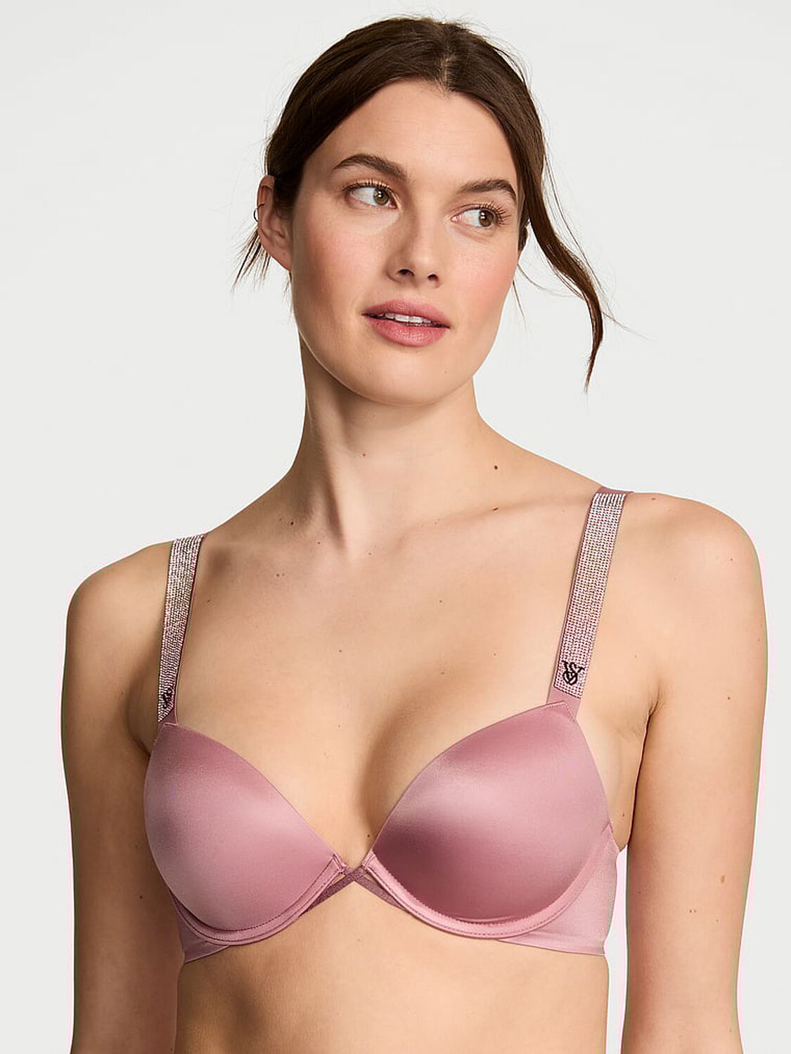 vs Very Sexy Logo Shine Strap Push-Up Bra Nostalgia Rose 1 of 2 
