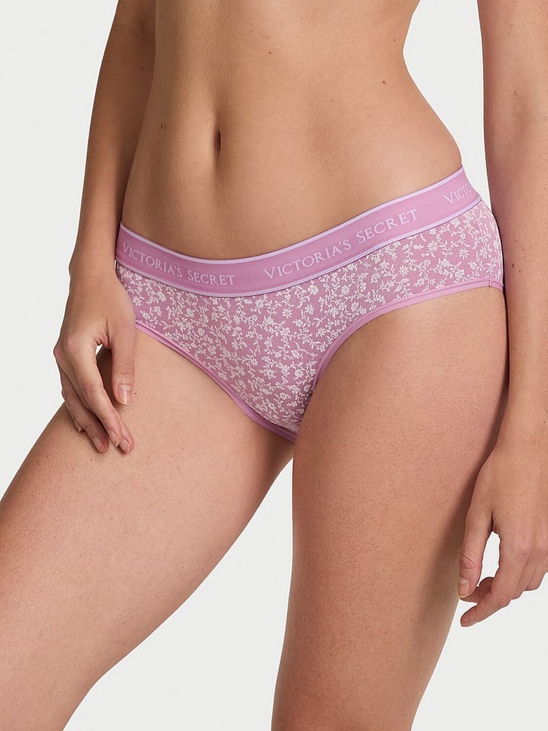 vs Cotton Logo Cotton Hiphugger Panty Light Lilac Scattered Floral 1 of 3 