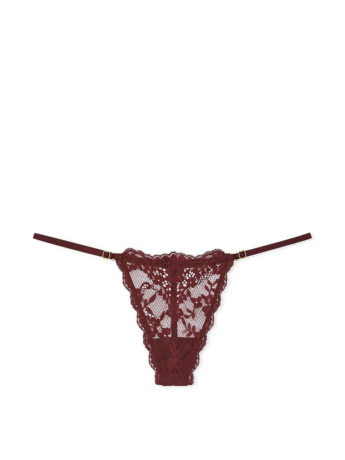 vs Dream Angels Lace Adjustable V-String Panty Burgundy Brown 3 of 4 