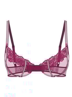 Sheer Shine Rose Unlined Low-Cut Demi Bra