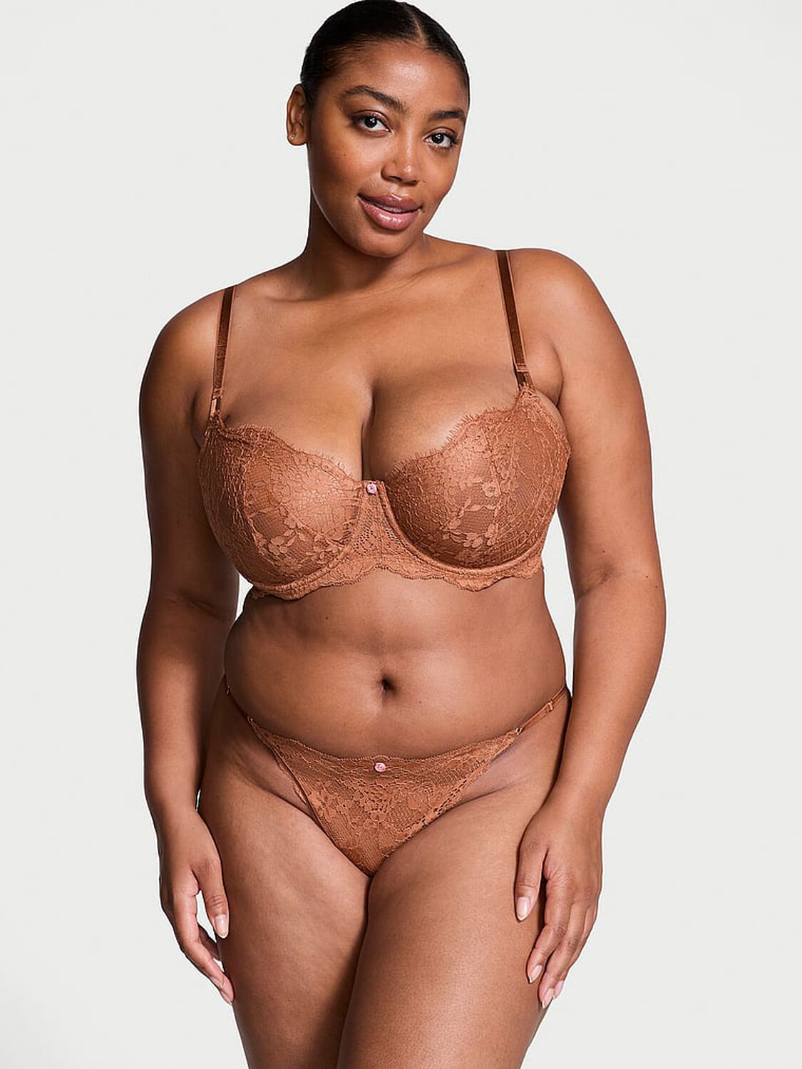 vs Dream Angels Lace Adjustable String Bikini Panty Caramel 4 of 4 