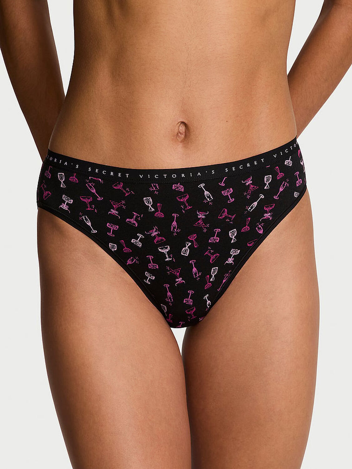 vs Victoria's Secret Stretch Cotton High-Leg Brief Panty Black Cocktails 1 of 1 