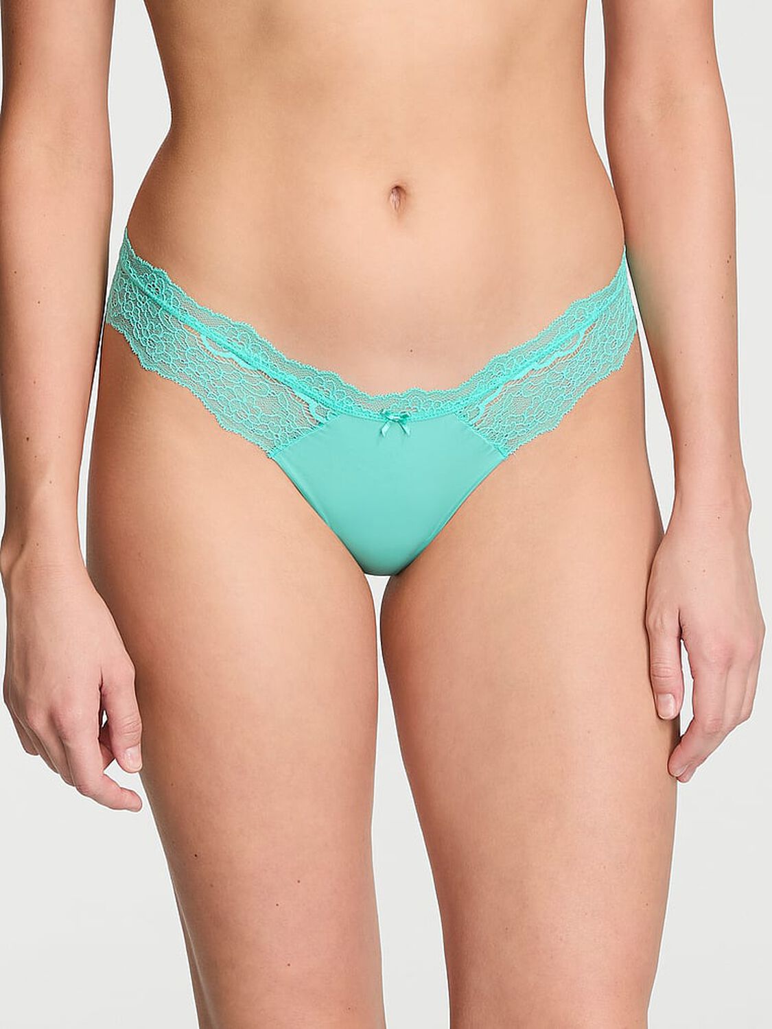 vs Dream Angels Lace-Trim Thong Panty Aquarius Blue 1 of 4 