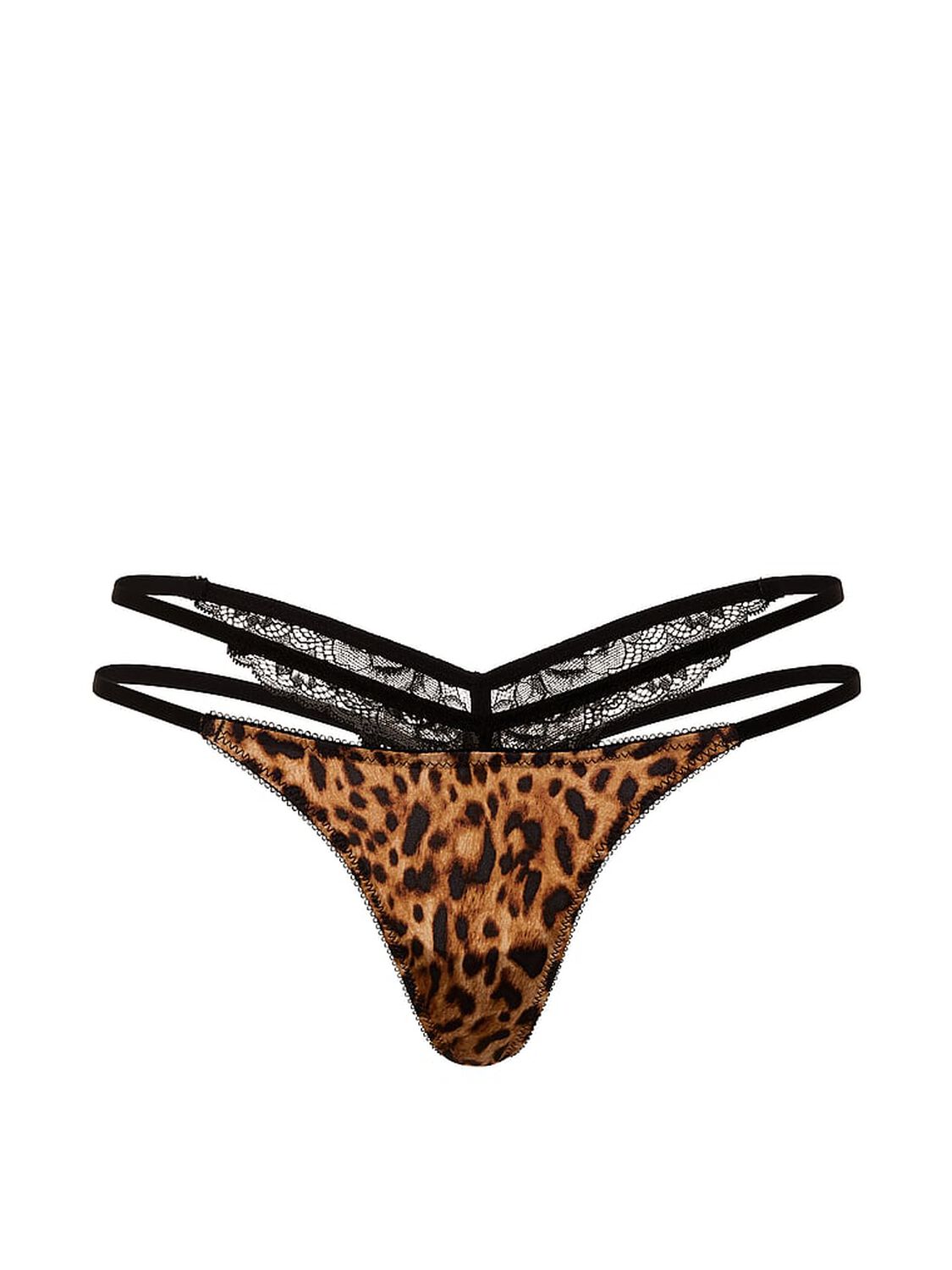 vs Very Sexy Rose Lace-Trim Strappy Cut-Out V-String Panty Leopard 3 of 3 