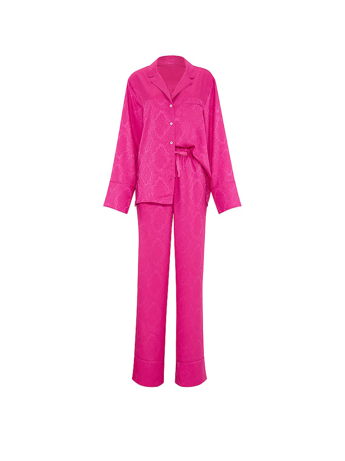 vs Victoria's Secret Signature Satin Long Pajama Set Pink Fire 3 of 4 