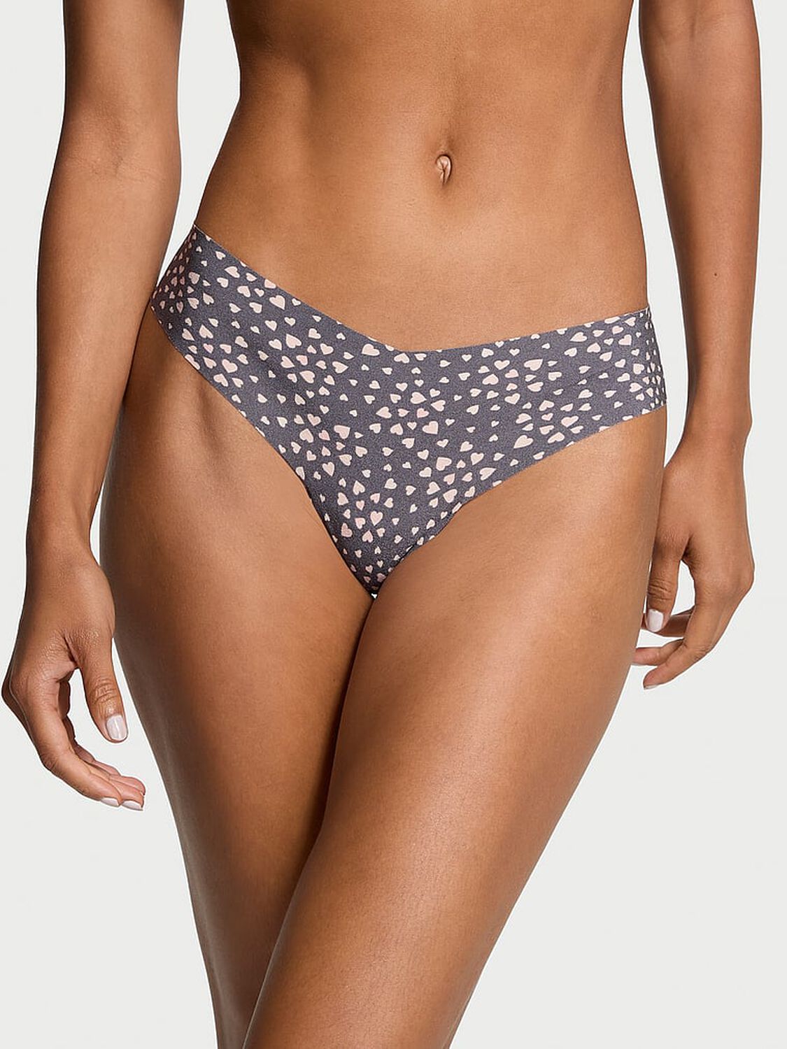 vs No-Show No-Show Thong Panty Tornado Grey Hearts 1 of 3 