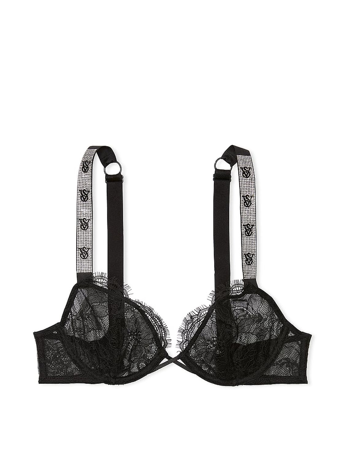 vs Very Sexy Shine Strap Unlined Low-Cut Lace Demi Bra Black 3 of 4 