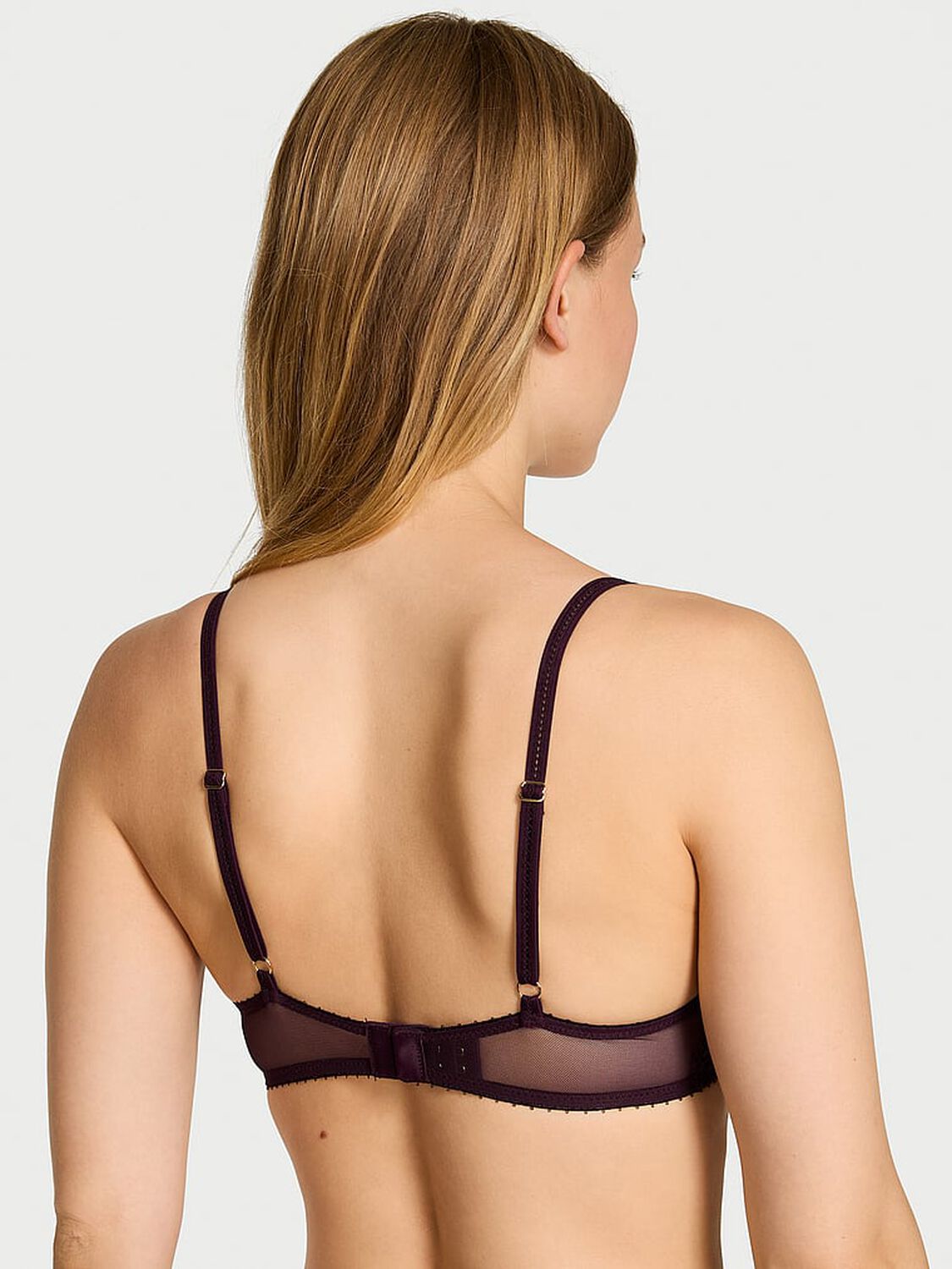 vs Very Sexy Laces Out Embroidery Unlined Demi Bra Winter Wine 2 of 4 