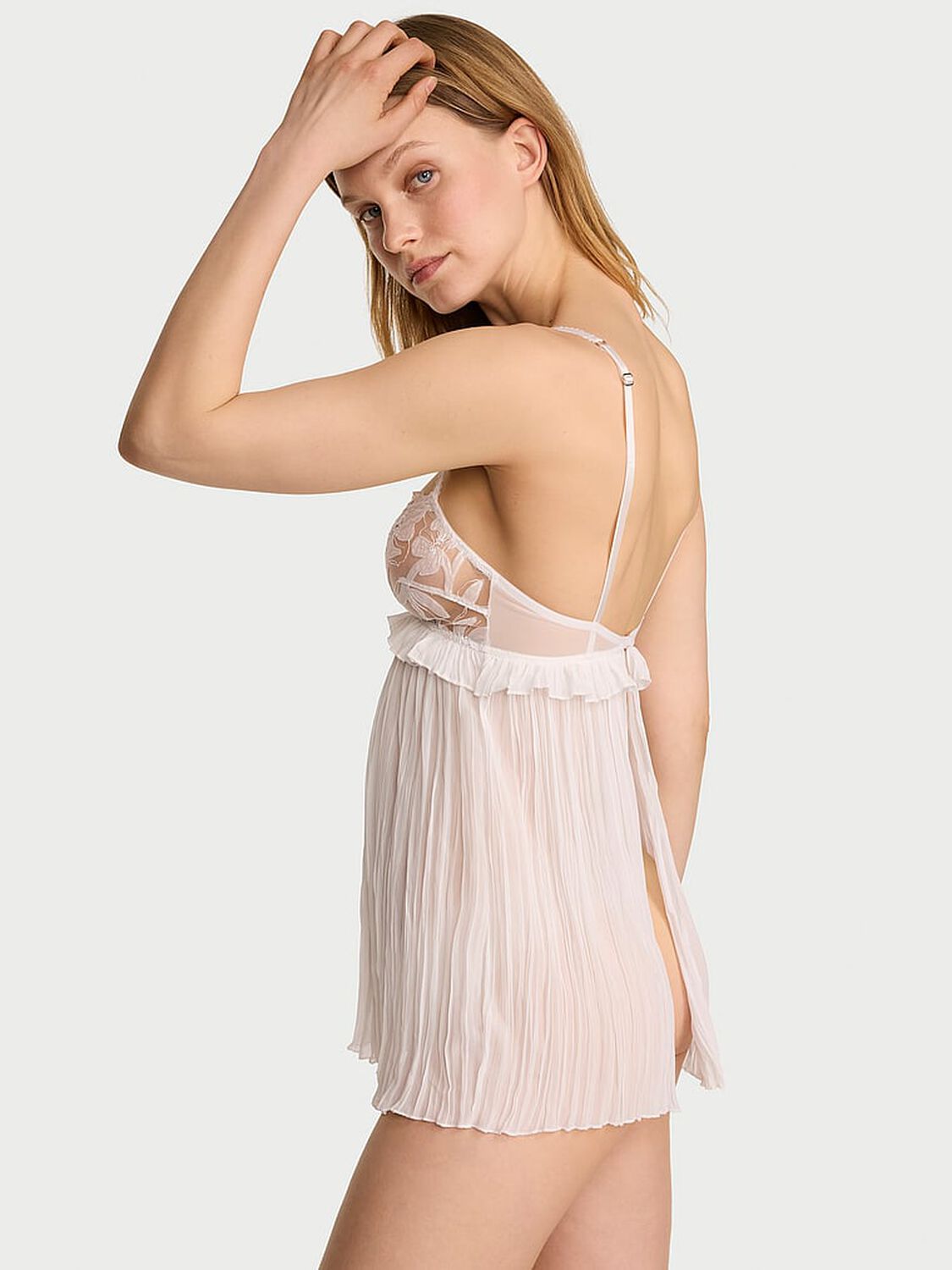 vs Dream Angels Frou Frou Embroidery Pleated Babydoll Set Frou Frou White 2 of 4 