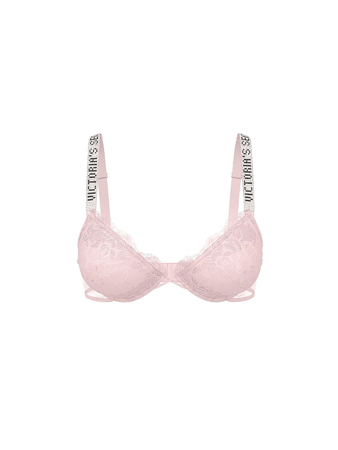 vs Very Sexy Shine Strap Rose Lace Lightly Lined Low-Cut Demi Bra Angel Pink 2 of 2 